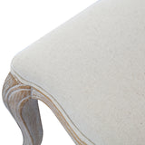 Dining Chair Linen Fabric Beige Oak Wood White Washed Finish - Low Angle