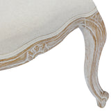 Dining Chair Linen Fabric Beige Oak Wood White Washed Finish - Extra Image