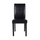2x Wooden Frame Black Leatherette Dining Chairs with Solid Pine Legs - Side View