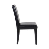 2x Wooden Frame Black Leatherette Dining Chairs with Solid Pine Legs - 45-Degree Angle