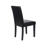 2x Wooden Frame Black Leatherette Dining Chairs with Solid Pine Legs - Rear View