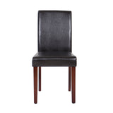 2x Wooden Frame Brown Leatherette Dining Chairs with Solid Pine Legs - Side View