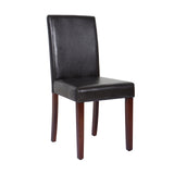 2x Wooden Frame Brown Leatherette Dining Chairs with Solid Pine Legs - Top-Down View