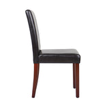2x Wooden Frame Brown Leatherette Dining Chairs with Solid Pine Legs - 45-Degree Angle