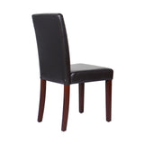 2x Wooden Frame Brown Leatherette Dining Chairs with Solid Pine Legs - Rear View