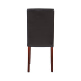 2x Wooden Frame Brown Leatherette Dining Chairs with Solid Pine Legs - Close-Up Angle