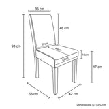 2x Wooden Frame Brown Leatherette Dining Chairs with Solid Pine Legs - Low Angle
