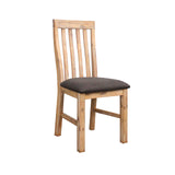 2x Wooden Frame Leatherette in Solid Wood Acacia & Veneer Dining Chairs in Oak Colour - Front View