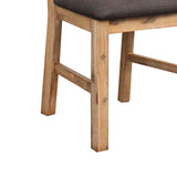 2x Wooden Frame Leatherette in Solid Wood Acacia & Veneer Dining Chairs in Oak Colour - Rear View