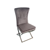 2X Dining Chair Grey Fabric Upholstery Beautiful Quilting Shiny Silver Colour Legs - Top-Down View