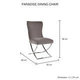2X Dining Chair Grey Fabric Upholstery Beautiful Quilting Shiny Silver Colour Legs - Close-Up Angle