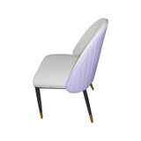 2X Dining Chairs Purple Colour Premium Leatherette Carbon Steel Frame Firm Support - Front View