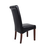 2x Wooden Frame Black Leatherette Dining Chairs with Solid Pine Legs - Side View
