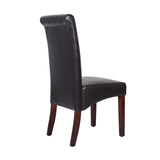 2x Wooden Frame Brown Leatherette Dining Chairs with Solid Pine Legs - Top-Down View