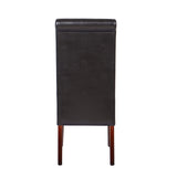 2x Wooden Frame Brown Leatherette Dining Chairs with Solid Pine Legs - 45-Degree Angle