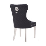 Victoria 2X Dining Chair Black Velvet & STAINLESS STEEL Legs - Top-Down View
