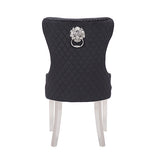 Victoria 2X Dining Chair Black Velvet & STAINLESS STEEL Legs - 45-Degree Angle