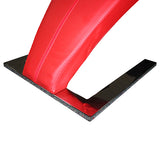 2x Z Shape Red Leatherette Dining Chairs with Stainless Base - Top-Down View