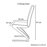2x Z Shape Red Leatherette Dining Chairs with Stainless Base - Front View