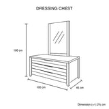 Dresser with 3 Storage Drawers in Natural Wood like MDF in Oak Colour with Mirror - Close-Up Angle