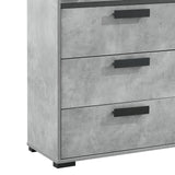 Tallboy with 5 Storage Drawers MDF Combination of Black & Cement Colour
