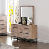 Dresser with 6 Storage Drawers in Solid Acacia & Veneer With Mirror - Rear View