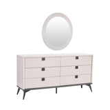 Dressing Chest With 6 Storage Drawers MDF Mirror Combination of Champagne and Black Colour - Front View