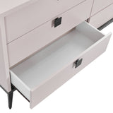 Dressing Chest With 6 Storage Drawers MDF Mirror Combination of Champagne and Black Colour - 45-Degree Angle