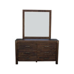 Dresser with 6 Storage Drawers in Solid Acacia & Veneer With Mirror in Chocolate Colour, Storage