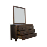 Dresser with 6 Storage Drawers in Solid Acacia & Veneer With Mirror in Chocolate Colour - Side View