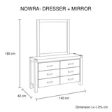 Dresser with 6 Storage Drawers in Solid Acacia & Veneer With Mirror in Chocolate Colour