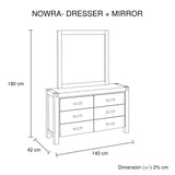 Dresser with 6 Storage Drawers in Solid Acacia & Veneer With Mirror in Chocolate Colour - Extra Image