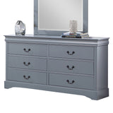 Dressing Chest with 6 Storage Drawers in Solid Wooden Mirror Metal Handles Grey Colour - Top-Down View