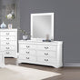 Dressing Chest with 6 Storage Drawers in Solid Wooden Mirror Metal Handles White Colour