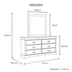 Dressing Chest with 6 Storage Drawers in Solid Wooden Mirror Metal Handles White Colour