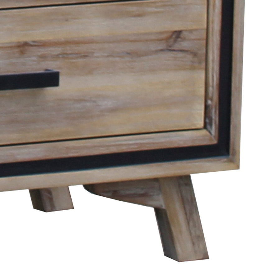 Dresser with 6 Storage Drawers in Solid Acacia With Mirror in Silver Brush Colour, image 4