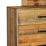 Dresser with 6 Storage Drawers in Solid Acacia With Mirror in Vintage Light Brown Colour, Storage