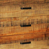 Dresser with 6 Storage Drawers in Solid Acacia With Mirror in Vintage Light Brown Colour - Side View