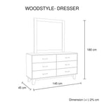Dresser with 6 Storage Drawers in Solid Acacia With Mirror in Vintage Light Brown Colour, image 5