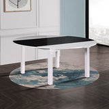 7 Pieces Dining Suite Dining Table & 6X Chairs in Round Shape High Glossy MDF Wooden Base Combination of Black & White ColouX - Front View