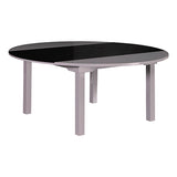 7 Pieces Dining Suite Dining Table & 6X Chairs in Round Shape High Glossy MDF Wooden Base Combination of Black & White ColouX - Side View