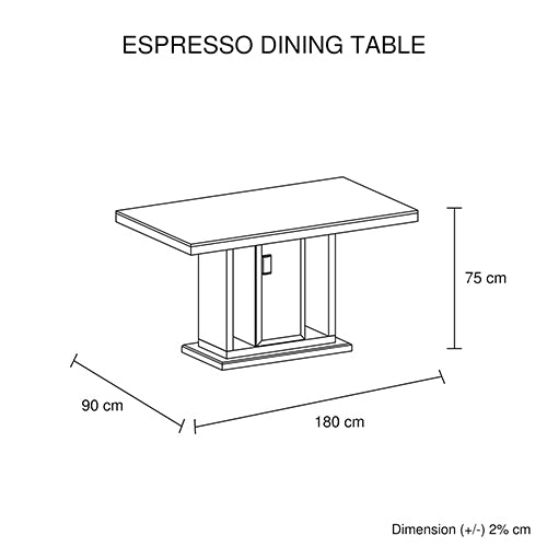 7 Pieces Dining Suite Dining Table & 6X Black Chairs in Rectangular Shape High Glossy MDF Wooden Base Combination of Black & White Colour