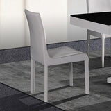 7 Pieces Dining Suite Dining Table & 6X  White Chairs in Rectangular Shape High Glossy MDF Wooden Base Combination of Black & White Colour - 45-Degree Angle