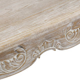 Large Size Oak Wood White Washed Finish Arm Chair Dining Set - Top-Down View