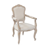 Large Size Oak Wood White Washed Finish Arm Chair Dining Set - Rear View