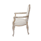 Large Size Oak Wood White Washed Finish Arm Chair Dining Set - Low Angle