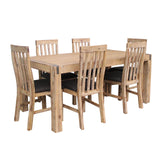 9 Pieces Dining Suite 210cm Large Size Dining Table & 8X Chairs with Solid Acacia Wooden Base in Oak Colour - Front View