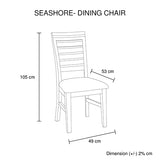 7 Pieces Dining Suite 180cm Medium Size Dining Table & 6X Chairs in Solid Acacia Wooden Frame in Silver Brush Colour - Low Angle