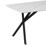Dining Table Rectangular Shape White Sintered Stone Top Powder Coated Iron Legs - Top-Down View