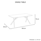 Dining Table Rectangular Shape White Sintered Stone Top Powder Coated Iron Legs - Rear View